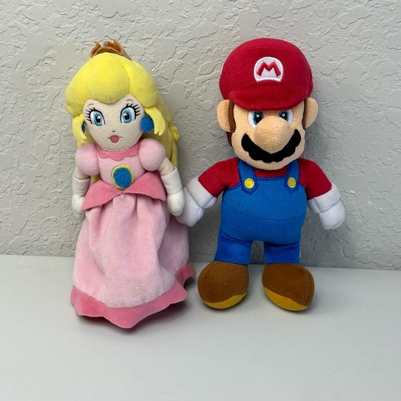Nintendo Other - Nintendo Super Mario Bros- Mario & Princess Peach 9” Plush Toy Lot Authentic